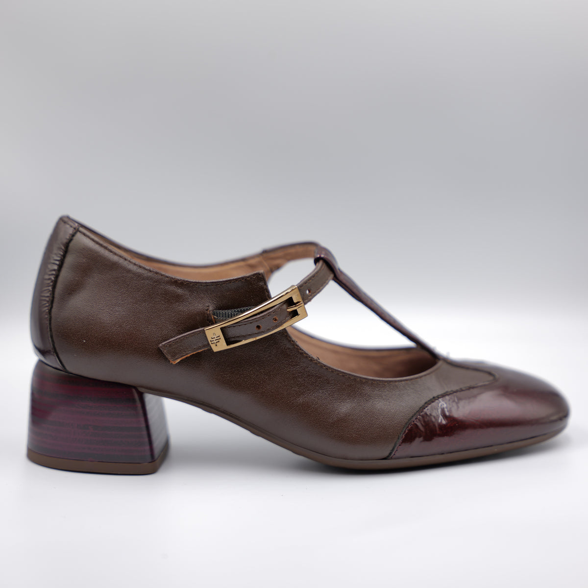 Hispanitas - Décolleté in pelle Marrone riporti Bordeaux