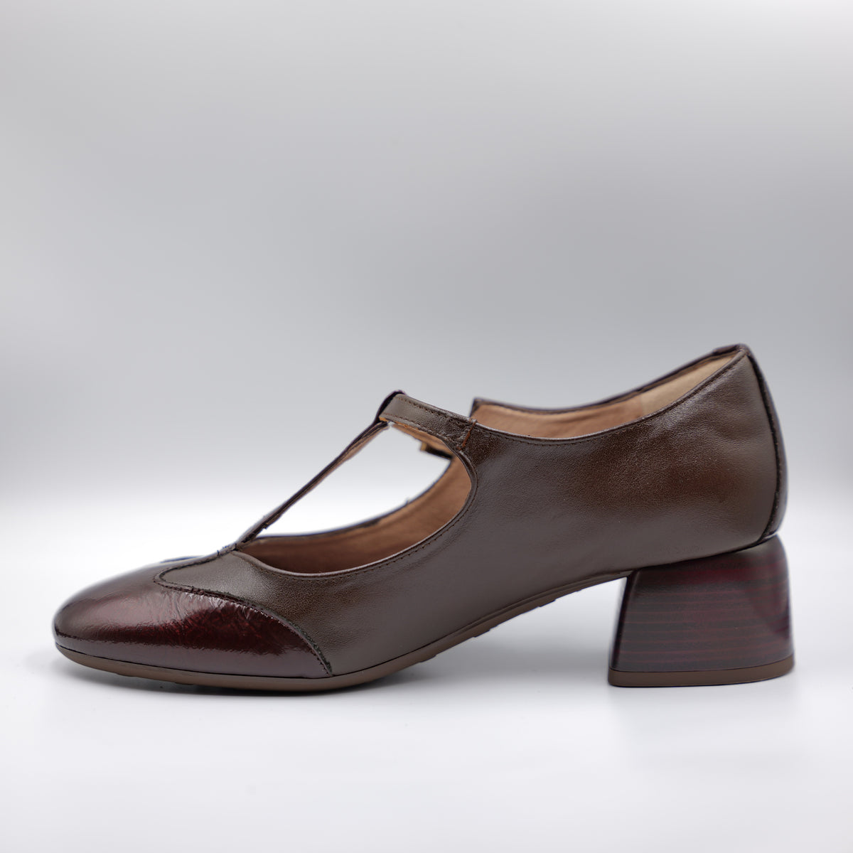 Hispanitas - Décolleté in pelle Marrone riporti Bordeaux