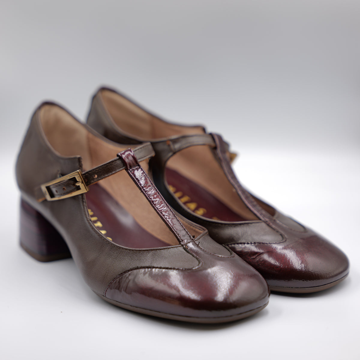 Hispanitas - Décolleté in pelle Marrone riporti Bordeaux