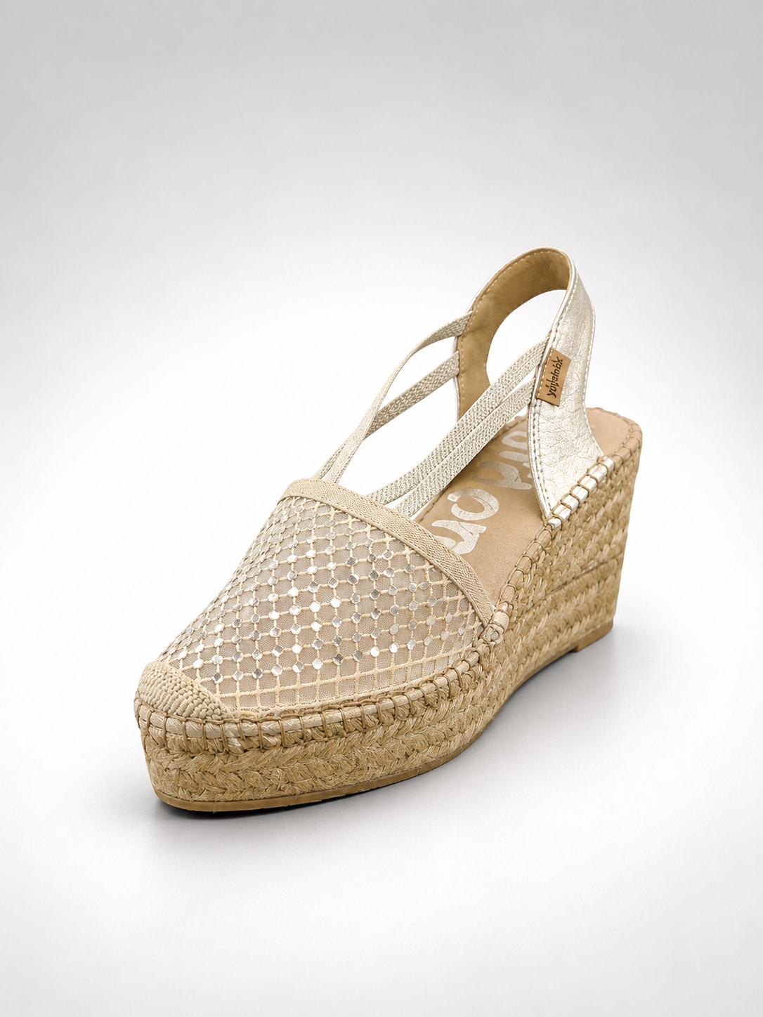 Vidorreta - Espadrillas in rete con strass color platino