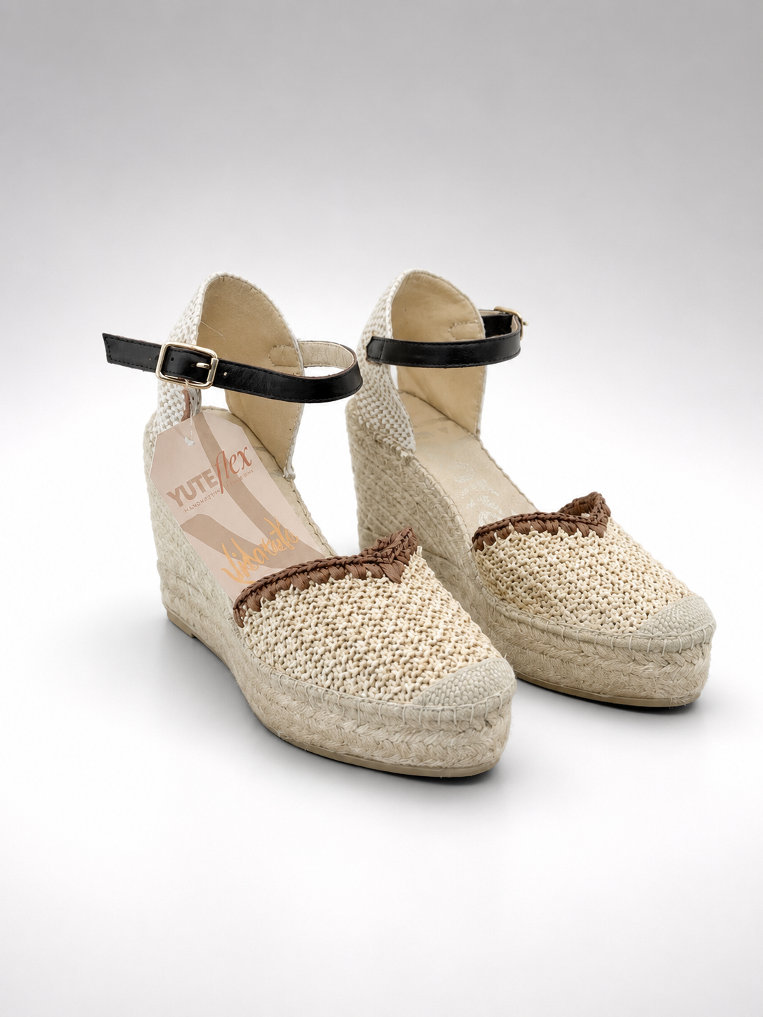 Vidorreta - Espadrillas ecrù con cinturino testa di moro
