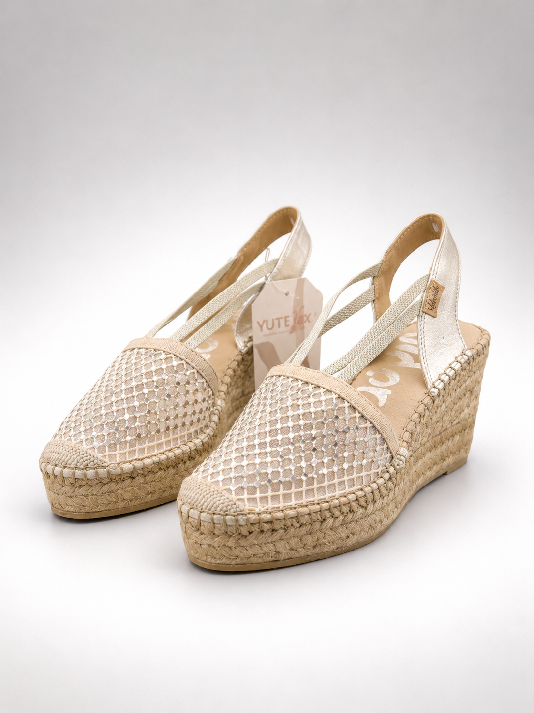 Vidorreta - Espadrillas in rete con strass color platino