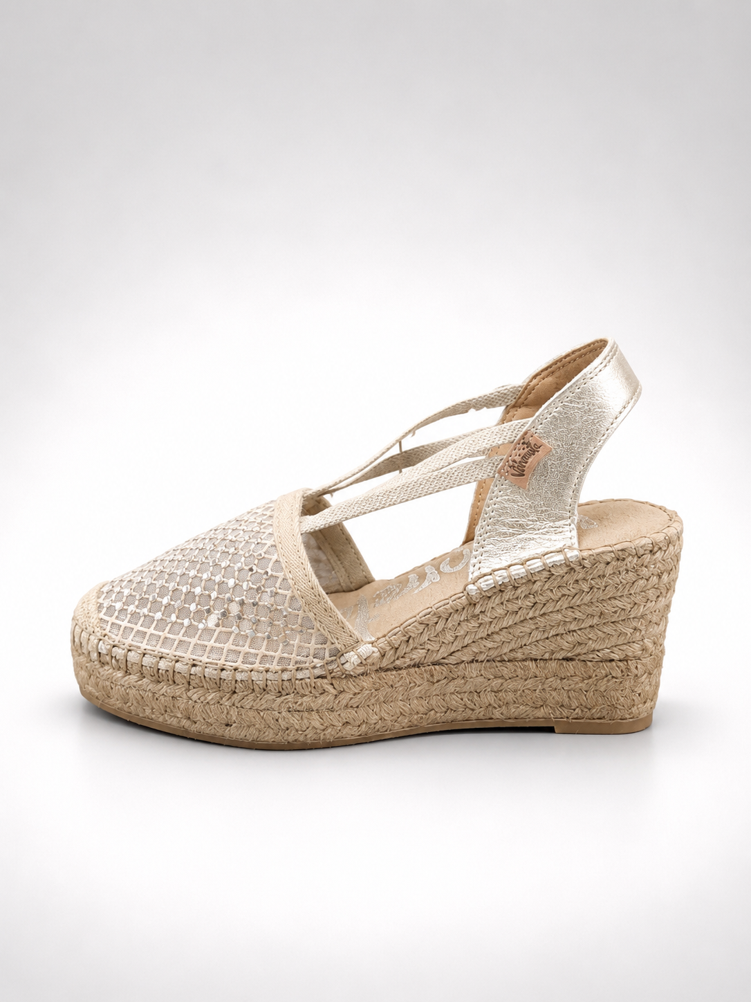 Vidorreta - Espadrillas in rete con strass color platino