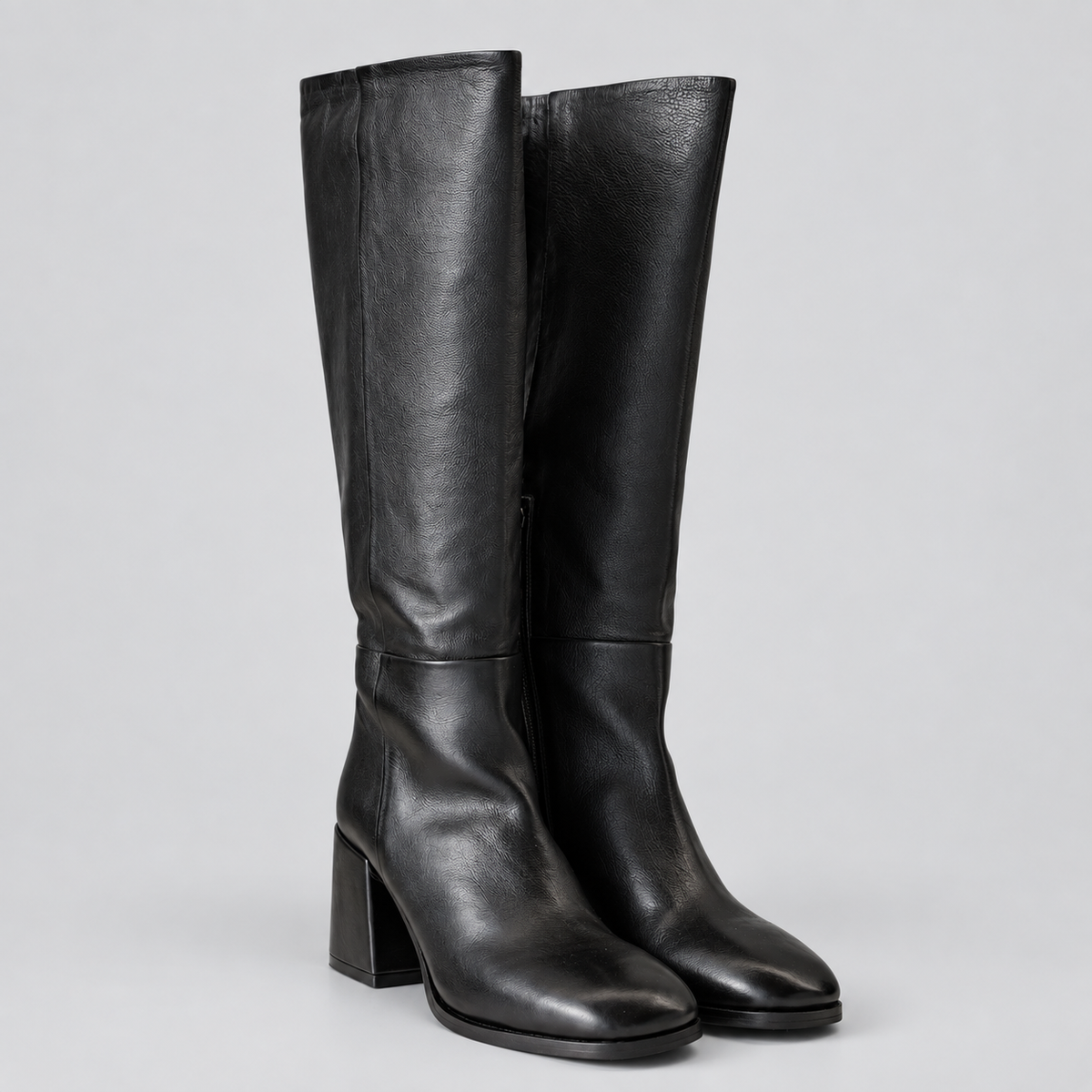 Zolfo -Stivale in pelle Nero con zip  a metà laterale